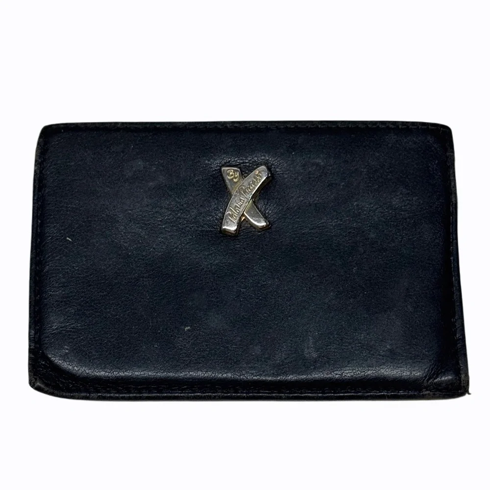Vintage Paloma Picasso Black Leather Wallet / Card Holder Made in Italy
